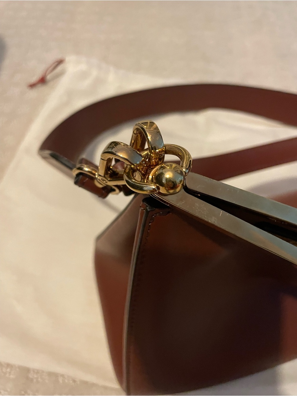 Etro Vela brand new  Medium Brown Leather Top-Handle Bag w Gold Hardware, NWOT - Picture 4 of 16
